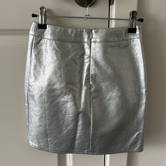 KatieJNYC silver mini faux leather skirt with slit metallic the Alex - Picture 5 of 5